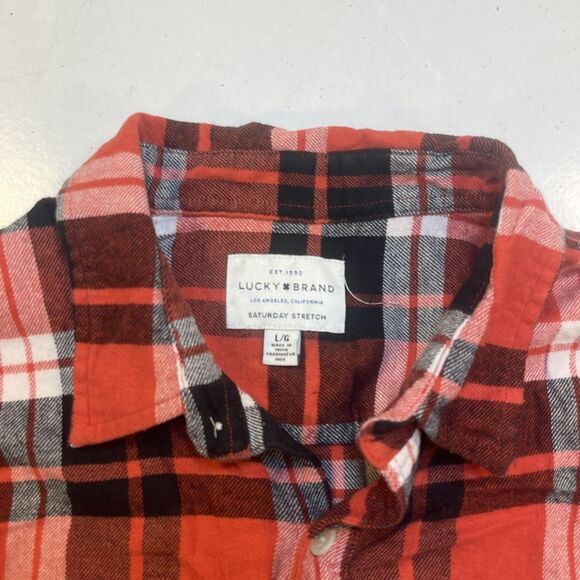 LUCKY BRAND Mens Shirt Sz L  Flannel Plaid Long Sleeve Button Down - Picture 3 of 6